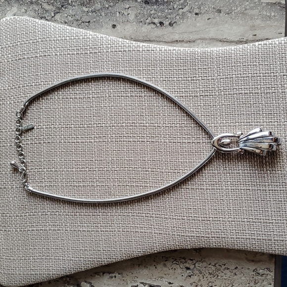 Vintage Monet Silver Tone Statement Pendant Necklace - Picture 2 of 4